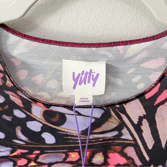 Yitty Shapewear Mesh Me Smoothing Midi Top Butterfly Print Size Large Cropped - Picture 9 of 13